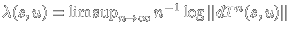 $\lambda(s,u) =
\limsup_{n \to \infty} n^{-1} \log\vert\vert dT^n(s,u)\vert\vert$