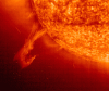 Large prominence, reduced from Nasa animation April 2000